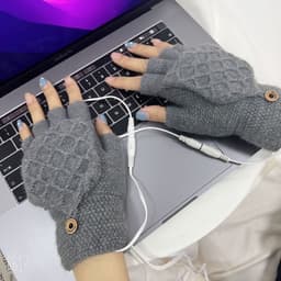 2 Paar USB Verwarmde Handschoenen - Handschoenen verwarmd - Elektrische verwarming - Dubbelzijdige verwarming - Gebreide Verwarmde Handschoenen - Winter Warme Handschoenen - Handschoenen met Verwarming - Handschoenen - Winter - Unisex - Grijs/Zwart — thumbnail 2