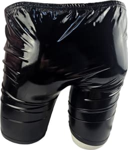 BamBella ® - Boxer short - Maat L/XL - Datex Zwart korte brok (Latex en stof kleding BDSM met rits erotische heren kleding ondergoed lingerie onderbroek zwart — thumbnail 4