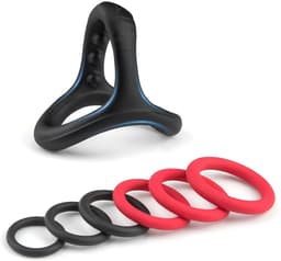 Ivy Lux Cockring Siliconen - Penisring set voor mannen - Waterdicht en Wasbaar - 6 Verschillende Maten - Inclusief 6 ringen in de kleuren zwart en rood — thumbnail 1