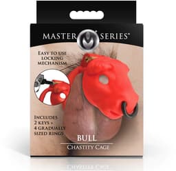 Kuisheidskooi Bull Master Series - Rood - Peniskooi - 4 maten ringen — thumbnail 2