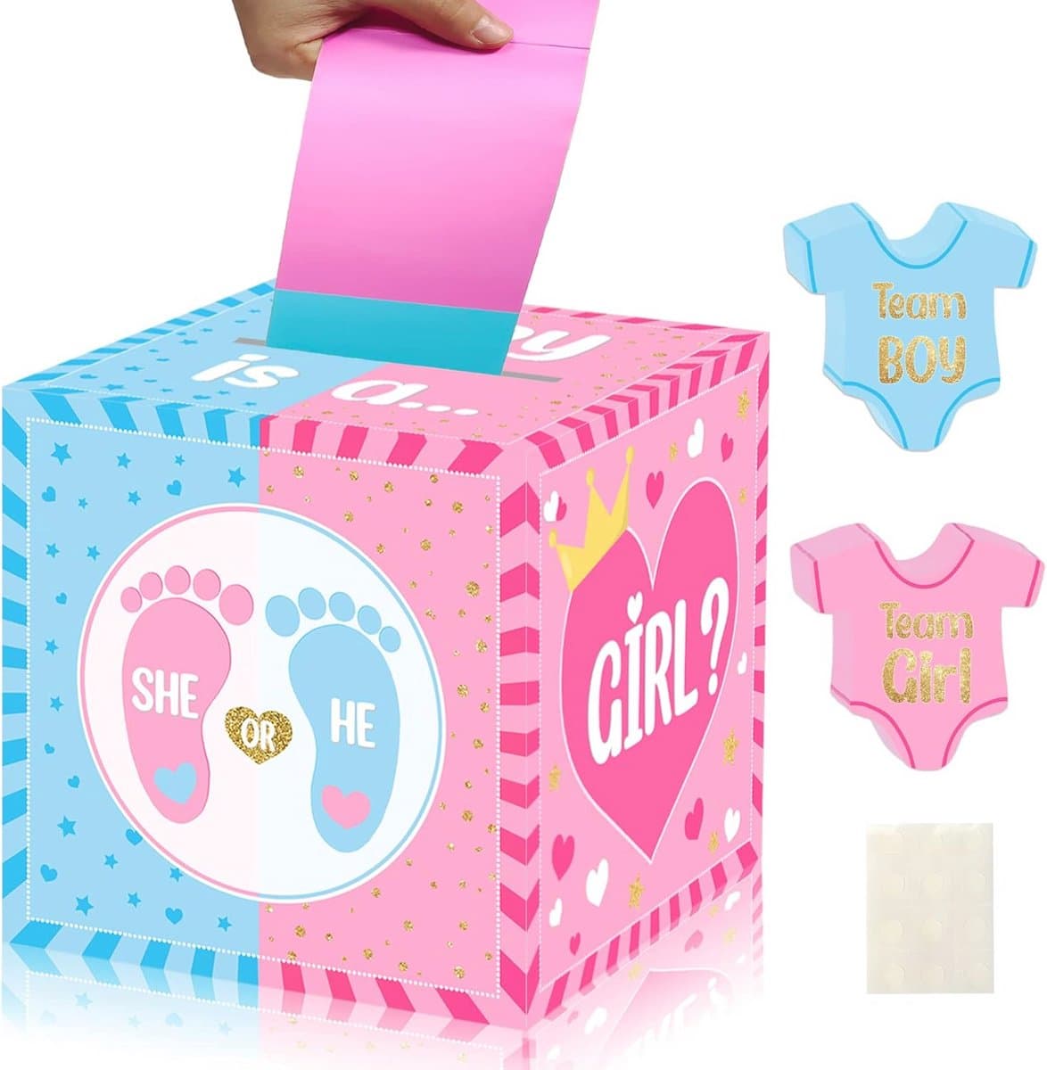 Geslacht Onthullen Speldoos met Stemkaarten voor Baby Shower — afbeelding 1