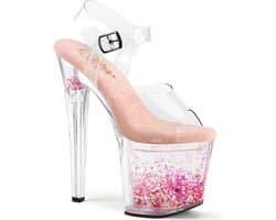 Pleaser - ENCHANT708AQUA03 Sandaal met enkelband, Paaldans schoenen - US 9 - 39 Shoes - Transparant/Roze