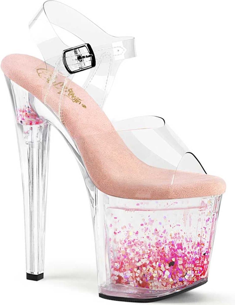 Pleaser - ENCHANT708AQUA03 Sandaal met enkelband, Paaldans schoenen - US 9 - 39 Shoes - Transparant/Roze — afbeelding 1