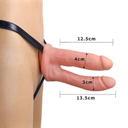 Dubbele holle strapon | voorbind | pegging dildo met harnas - 15 cm — thumbnail 4