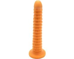 Gold Play - Soft Liquid Siliconen Anaal Dildo Ribbed - Goud XL