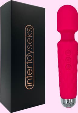 Intertoyseks Magic Wand Vibrator – Clitorisstimulator – 20 Modi & 8 Snelheden – Stil – USB-Oplaadbaar – Waterdicht – Roze — thumbnail 1