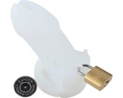 Banoch | Cockcage White | siliconen | witte Chastity Cage met 5 ringen | small / medium