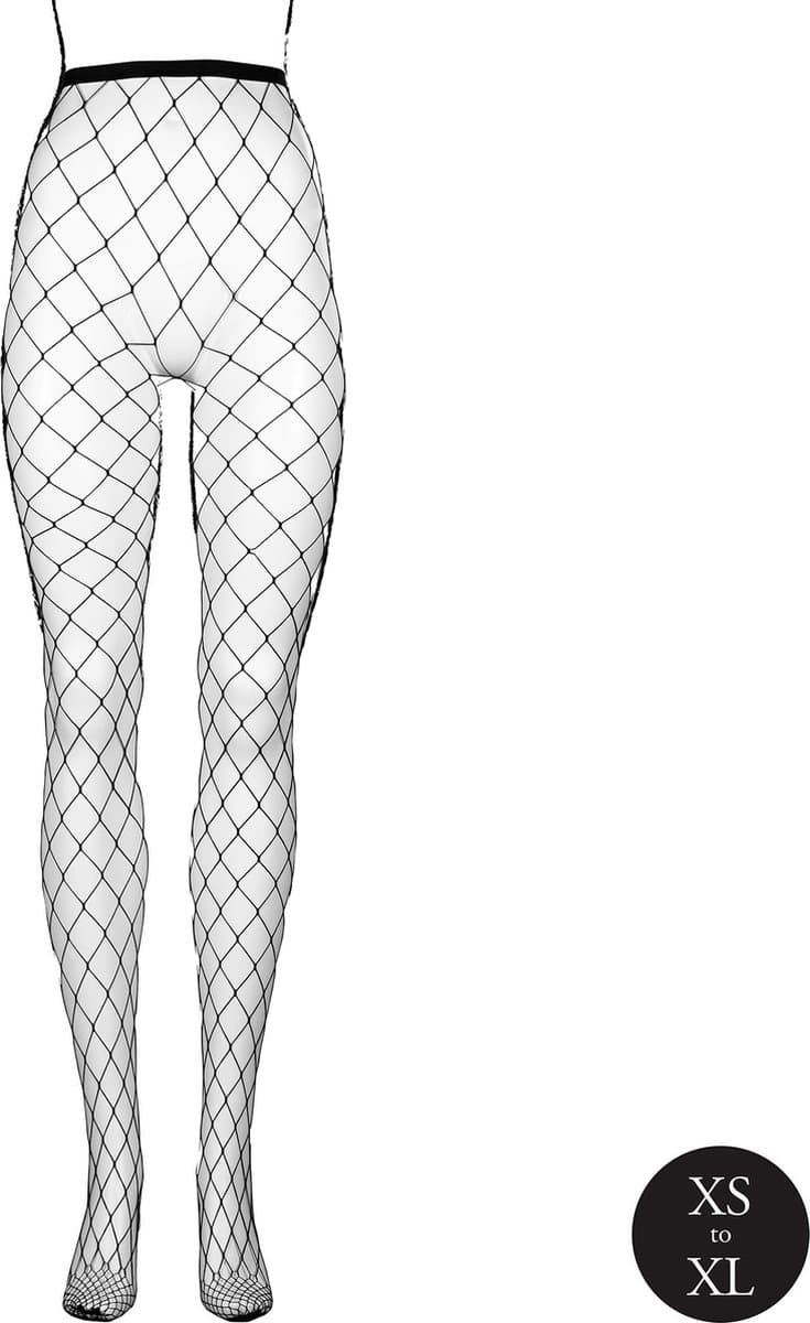 Panty with Big Fishnet Structure - OS - Black — afbeelding 1
