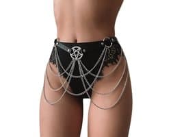Festival harnas ketting - RVS en Leder - Feest - Verstelbaar en one size - Riem