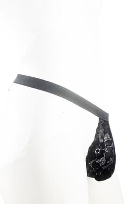 BamBella® Slip kant voor mannen - XS - ring doorzichtig Erotische Sexy Lingerie Heren - Zwart mannen ondergoed slip — thumbnail 2