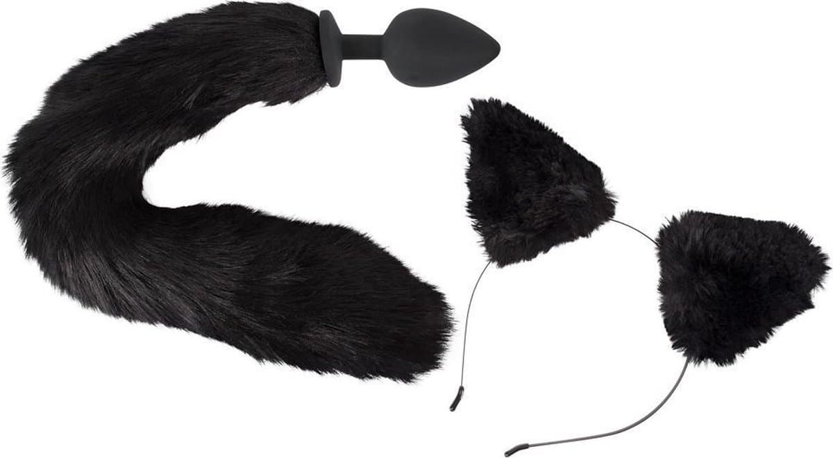 Bad Kitty – Petplay Set met Buttplug Staart en Oortjes voor een Onschuldige Poes Uitstraling – Zwart — afbeelding 1