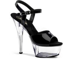 Pleaser - KISS-209 Sandaal met enkelband - US 14 - 45 Shoes - Zwart/Transparant