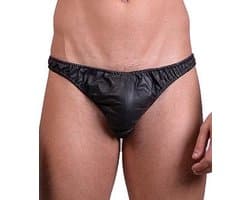 Mister B leren heren string slip - zwart - medium