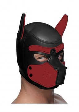 Neoprene Puppy Hood - Black and Red — thumbnail 2