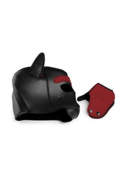 Neoprene Puppy Hood - Black and Red — thumbnail 4