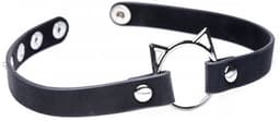 XR Brands Kinky Kitty Ring Slim Choker - PU Leather - Black black — thumbnail 5