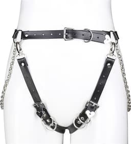 Nooitmeersaai - Harnas Vrouw - PU Leer met Harten Gespen - Zwart - BDSM - Bondage Harnas — thumbnail 2