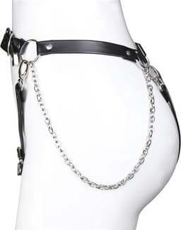 Nooitmeersaai - Harnas Vrouw - PU Leer met Harten Gespen - Zwart - BDSM - Bondage Harnas — thumbnail 3