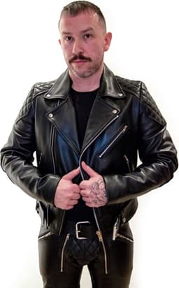 Mister B lederen motor jacket met rug vulling - zwart - xl — thumbnail 1