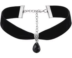 Dailygoods- Halsketting Zwarte Fluwelen Choker - Verstelbaar - Hanger - Accessoire voor Feestdagen - Cosplay - Jaren '90