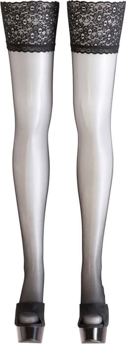 Cottelli Collection – Zelf Dragende Kousen met Kanten Rand voor Sexy Look – Maat M – Zwart — thumbnail 5
