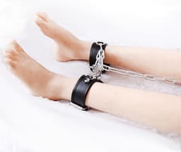 Nooitmeersaai - PU leren boeienset met halsband - zwart — thumbnail 2