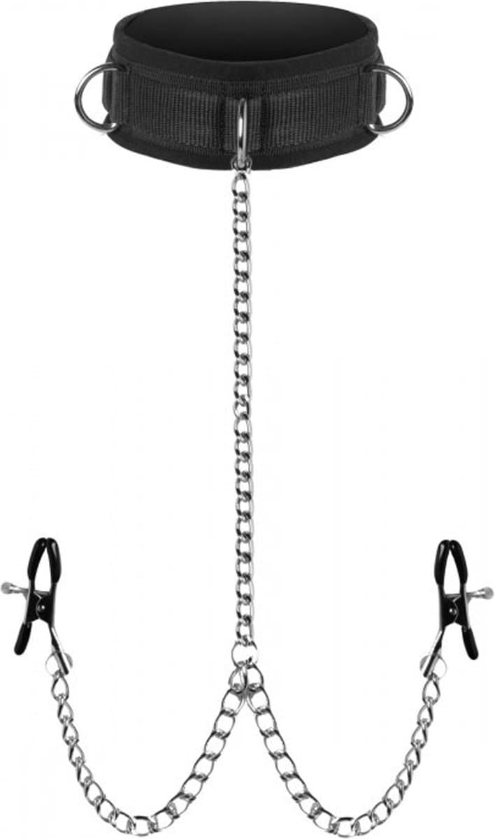 Master Series Submission Halsband Met Tepelklemmen — afbeelding 1