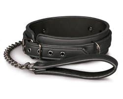 EasyToys - Fetish Halsband met Riem - Duurzaam - Kunstleer - BDSM - Bondage - BDSM Toys - Rollenspel - Verkleedkleding - Rollenspel Erotiek - Puppy Play - Erotisch Spel - Zwart