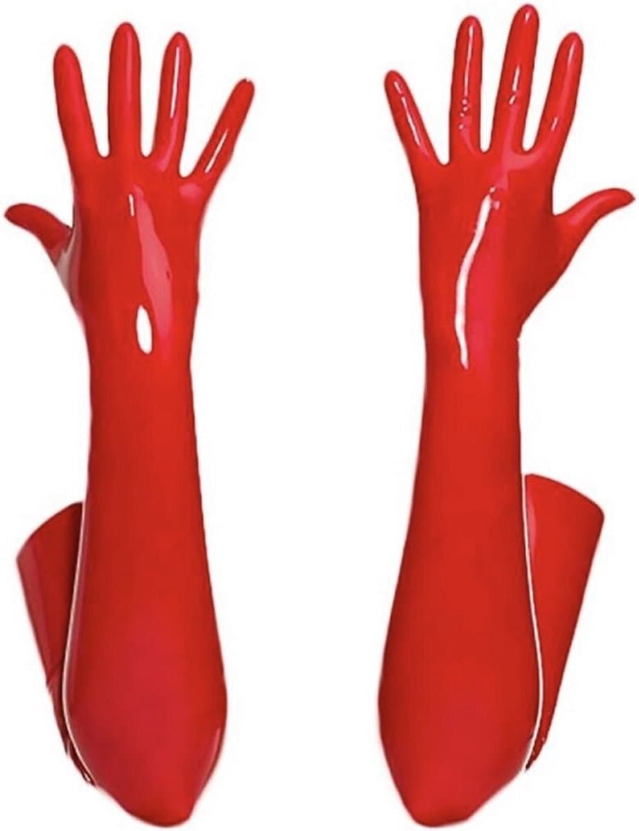 WiseGoods Premium Handschoenen Erotisch - Latex Design - Erotiek - Cadeau - Handschoen - Kleding - Lingerie Accessoires - Rood XL — afbeelding 1