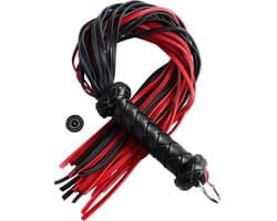 Banoch | Flogger red/black | zweep leer ophangring | 67 cm | BDSM
