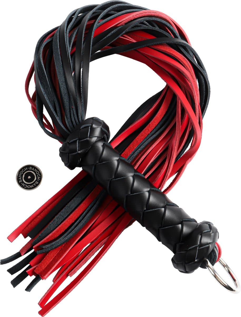 Banoch | Flogger red/black | zweep leer ophangring | 67 cm | BDSM — afbeelding 1