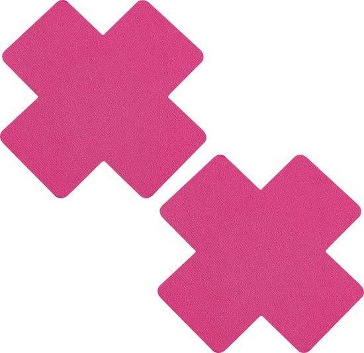 Sexy roze kruis tepelstickers - 2 paar - tepel plakkers - pink cross nipple pasties - nipple covers — afbeelding 1