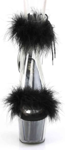Pleaser - ADORE-724F Sandaal met enkelband, Paaldans schoenen - Paaldans schoenen - 44 Shoes - Zwart/Transparant — thumbnail 5