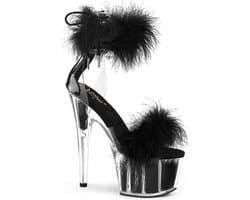Pleaser - ADORE-724F Sandaal met enkelband, Paaldans schoenen - Paaldans schoenen - 44 Shoes - Zwart/Transparant