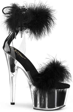 Pleaser - ADORE-724F Sandaal met enkelband, Paaldans schoenen - Paaldans schoenen - 44 Shoes - Zwart/Transparant — thumbnail 1