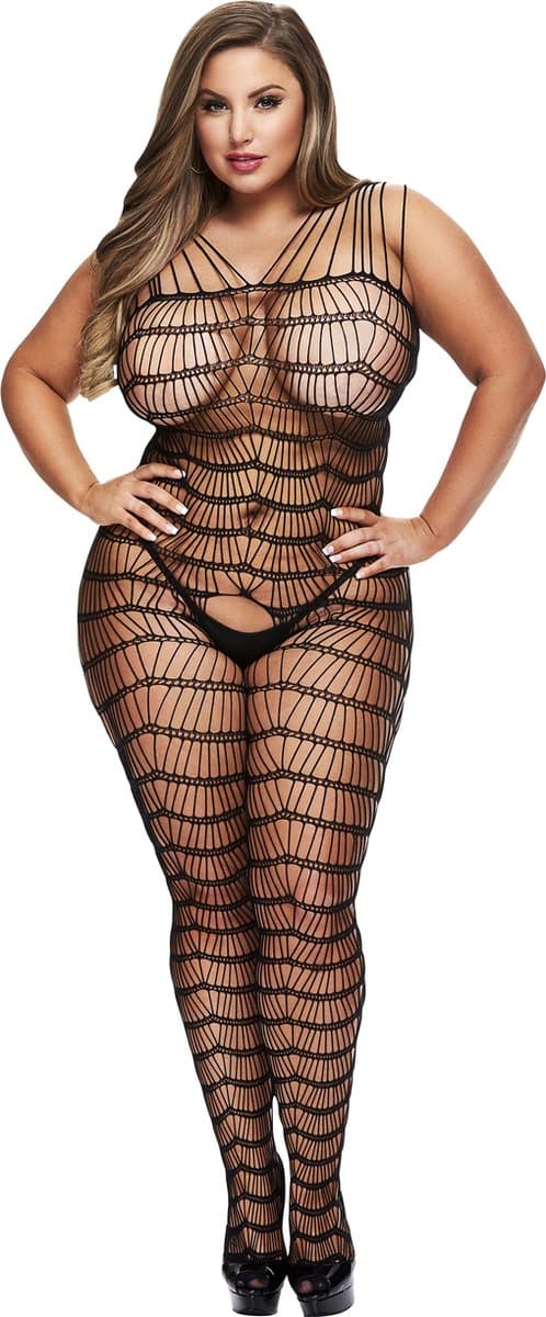 Jaquard Lace Suspender Bodysuit Queen Size Baci Lingerie 00223 — afbeelding 1
