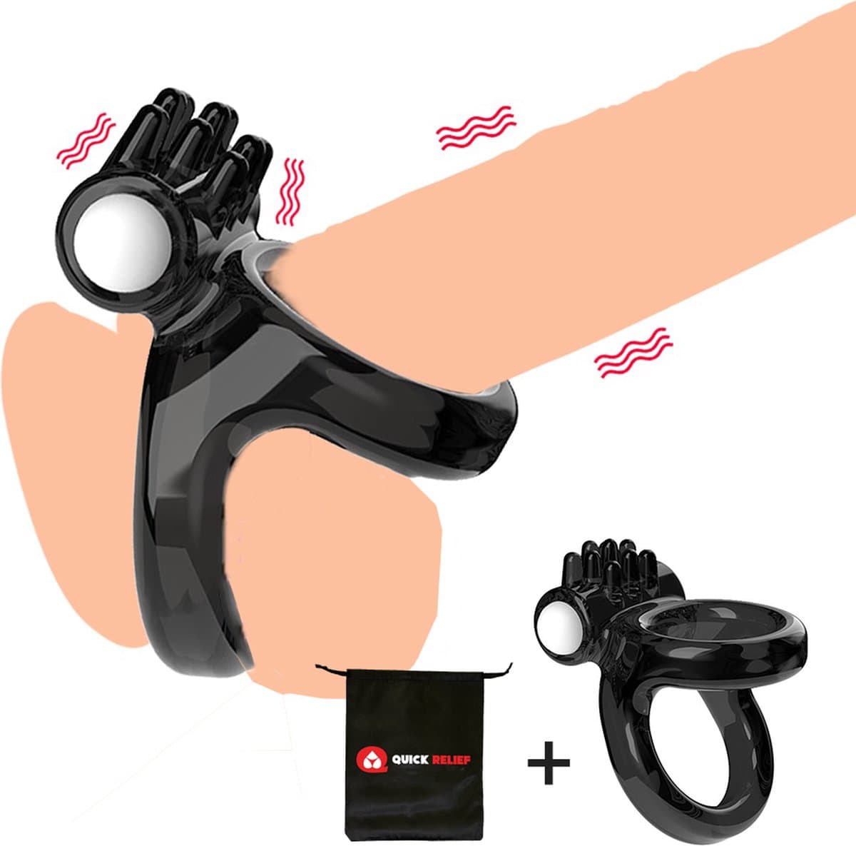 Quick Relief Double Pleasure™ Cockring - Penis ring - Sex Toys voor Mannen - Zwart — afbeelding 1