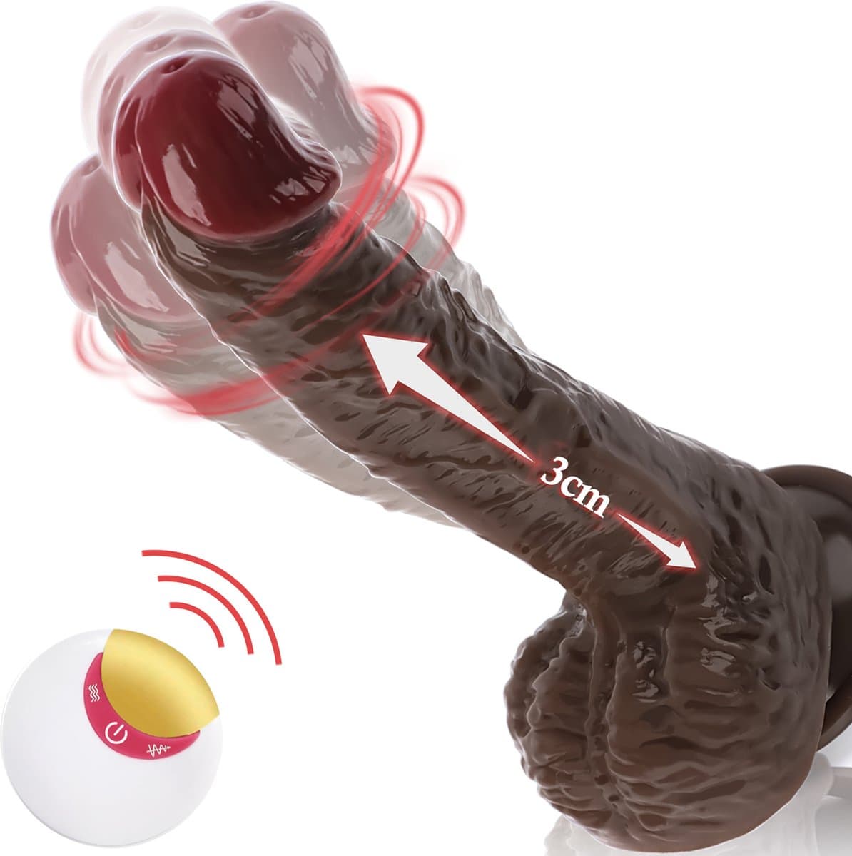 IntiMate® Alexander - Stotende en Roterende Dildo - Sexmachine met Afstandsbediening - XXL Vibrerende Monsterdildo - Handsfree Neukmachine Dildo met Zuignap - Levensecht Materiaal - 23cm Lange Realistische Structuur - Voor Anaal En Vaginaal Gebruik — afbeelding 1