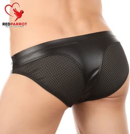 Lederen slip voor mannen - Erotische lingerie heren - Visnet — thumbnail 2