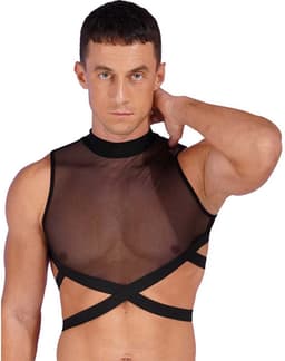 Erotisch Heren tank top - Transparant - Taille banden - Porno kleding - BDSM - Ritssluiting achterzijde — thumbnail 3
