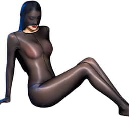 Erotische verleidelijke Panty bodysuit - Masker - Capuchon - Open kruis - Doorzichtig - Elastisch - One size - Unisex - Sexy - BDSM — thumbnail 1