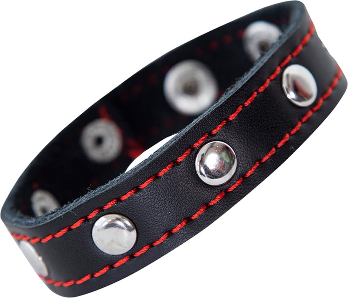 Cut4Men - 2-in-1 Armband & Ballstretcher - PU-Leer - Zwart/Rood — afbeelding 1