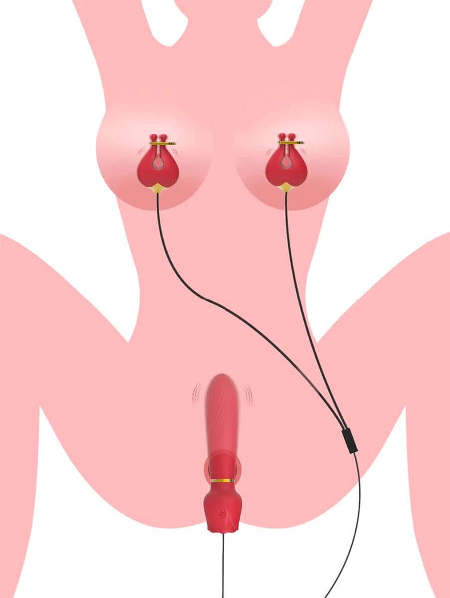 Tepelklemmen vibrator met G-spot vibrator - Vibrerende dildo - Verstelbaar - 10 vibratiestanden - 16.5CM - Siliconen — afbeelding 1