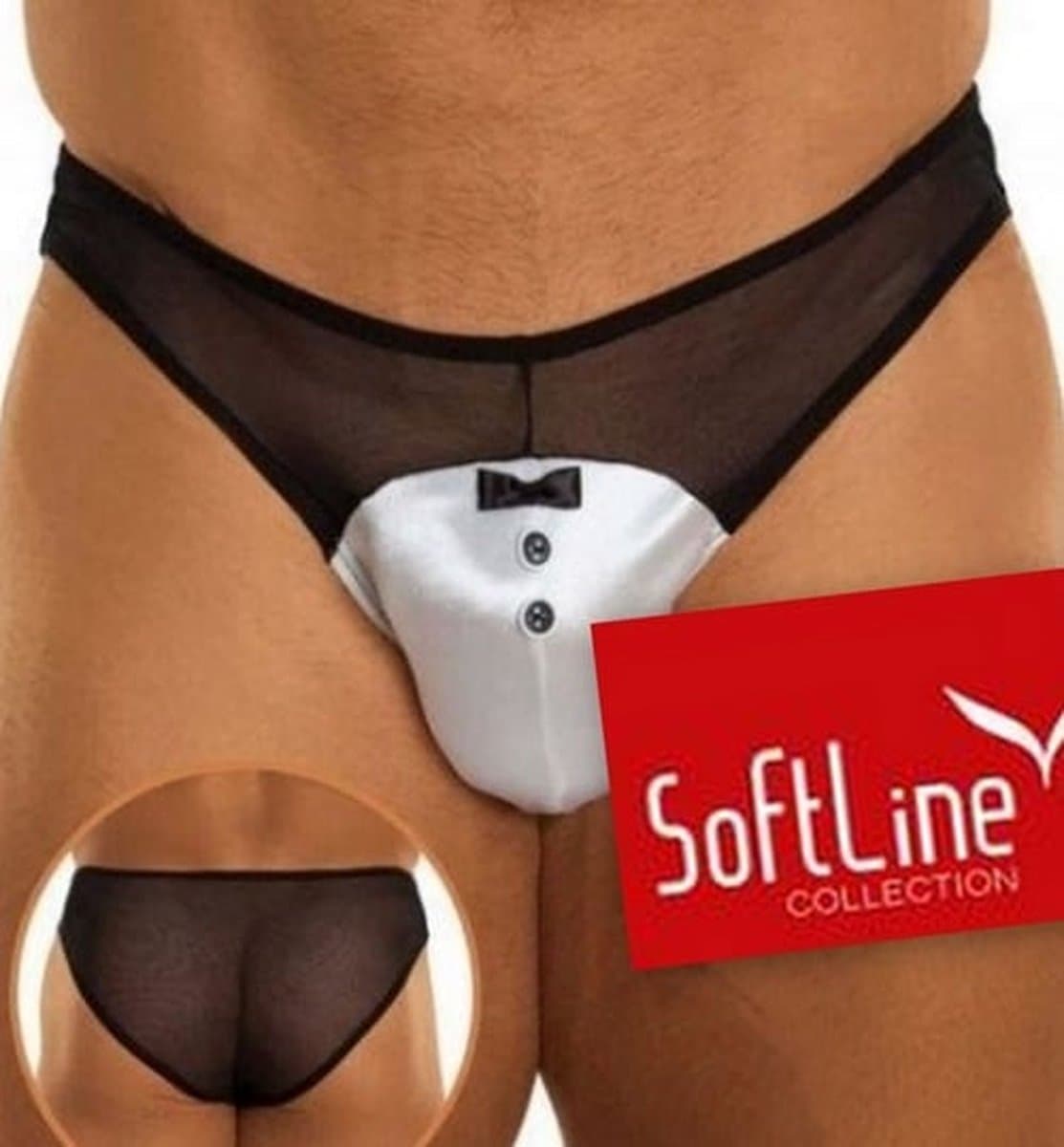 SoftLine Collection - Sexy doorzichtig herenslip wit/zwart XL — afbeelding 1