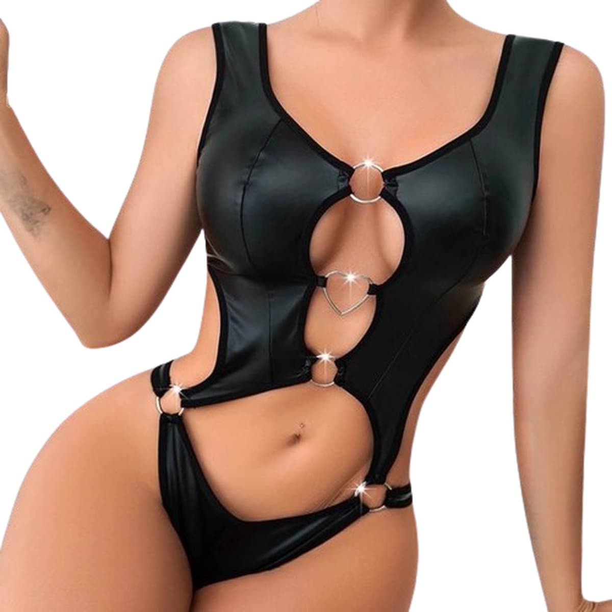 Erotische bodysuit - Porno - Lingerie - Hollow-out - Zwart - Jumpsuit — afbeelding 1