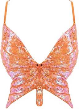 Glitter Top - Festival Topje - Oranje - Lingerie - Sexy Dames BH - One size maten S, M en L — thumbnail 2