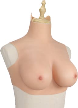 Korte Siliconen Borstprothesen - D Cup - 100% hypoallergene medische siliconen - + kanten choker - Kunstmatige Nep Borst - Korte Valse Borsten Borst - Siliconen Huid Bodysuit - Voor Crossdresser - Transgender - Mastectomie - Body4Everybody — thumbnail 4