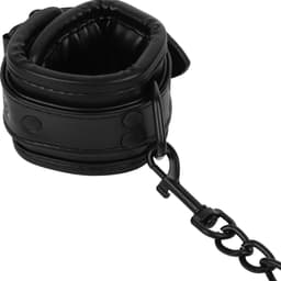 Banoch | handboeien van pu leer gevoerd | zwart | bondage — thumbnail 4