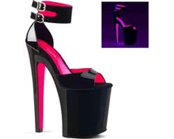 Pleaser - XTREME-875TT Sandaal met enkelband, Paaldans schoenen - Paaldans schoenen - 44 Shoes - Zwart/Roze