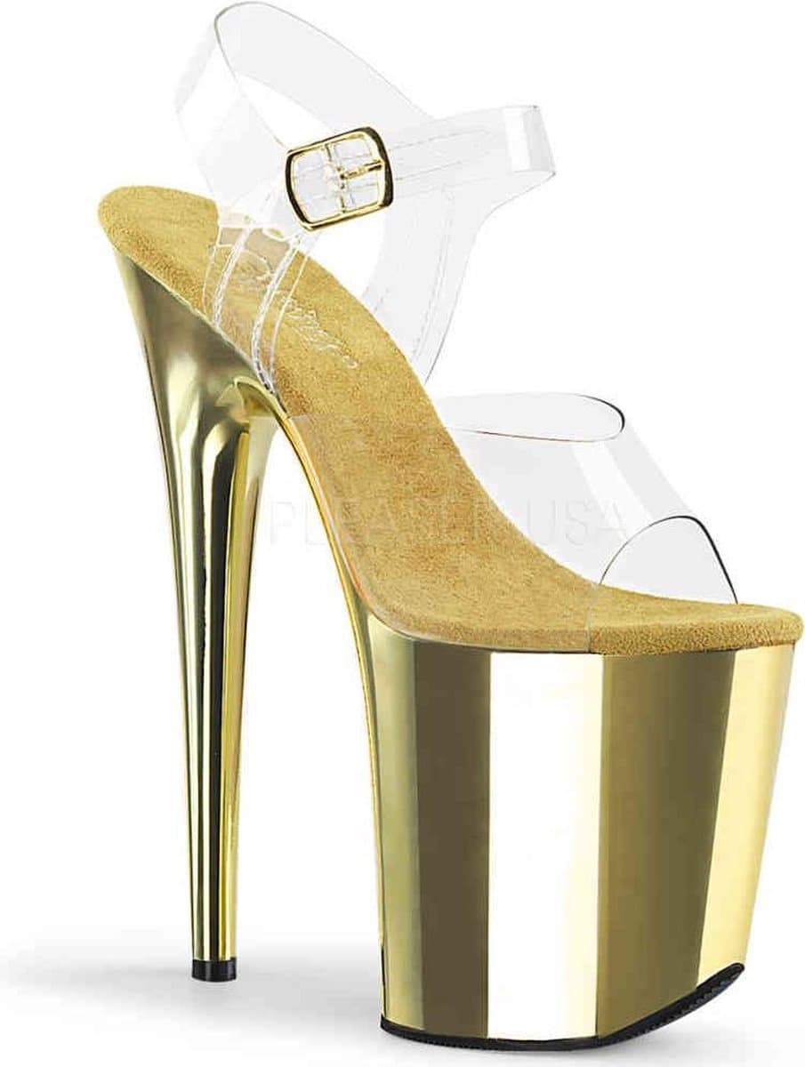 Pleaser - FLAMINGO-808 Sandaal met enkelband, Paaldans schoenen - Paaldans schoenen - 42 Shoes - Goudkleurig — afbeelding 1